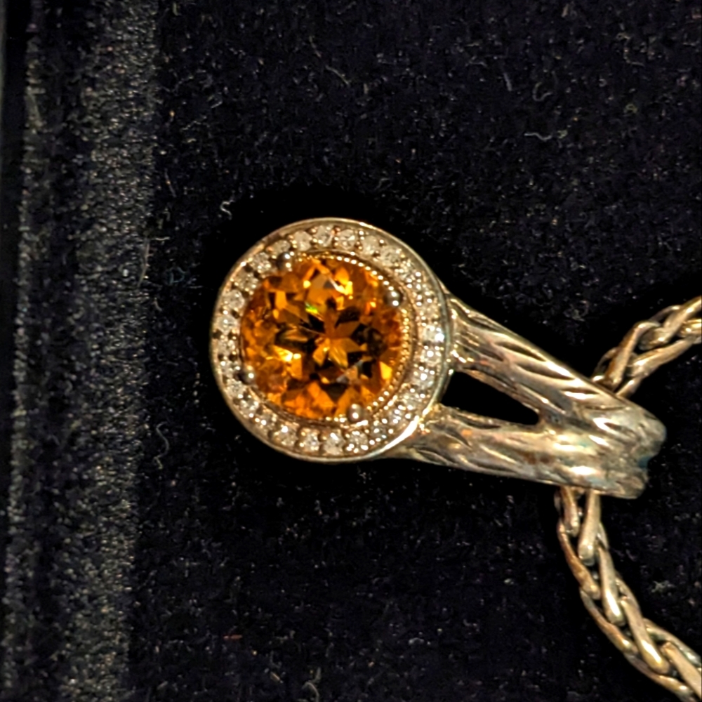 Effy 18k yellow gold & Sterling silver Citrine diamond pendant necklace - Picture 4 of 4